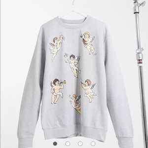 ASOS HNR LDN cherub sweatshirt in gray